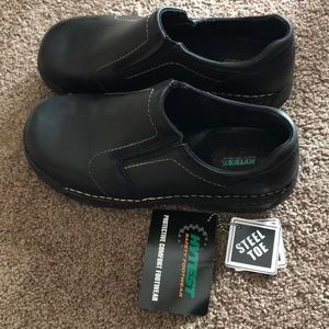 NWT- Hytest Safety Black Slip-On Steel Toe Shoes